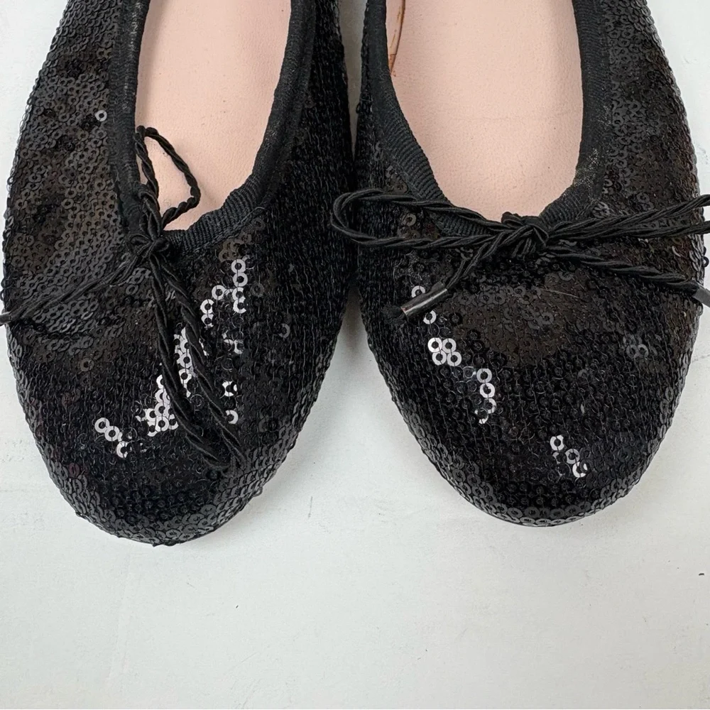 Paul Mayer Attitudes Bingo Black Sequin Baller Flats Shoes Women’s size 9 Spain